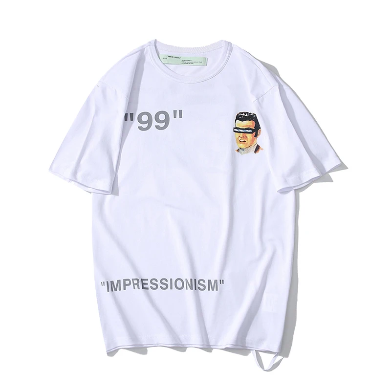 19ss Off-White OW "99" зеленый эльф мужчины/женщины унисекс пара влюбленных моделей хлопок Мода Повседневная круглый вырез короткий рукав Футболка