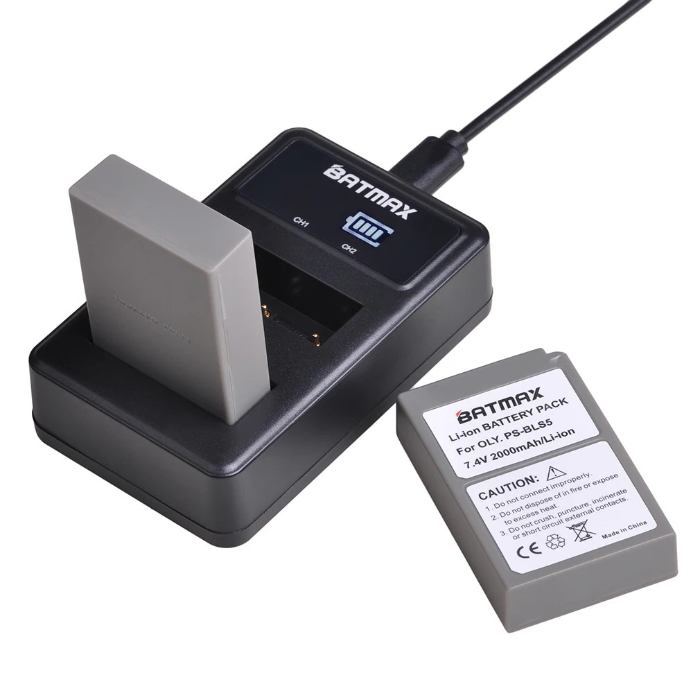 Аккумулятор Batmax PS-BLS5 BLS5 BLS-50 BLS50+ зарядное устройство для Olympus PEN E-PL2, E-PL5, E-PL6, E-PL7, E-PM2, OM-D, E-M10, E-M10 II, Stylus1