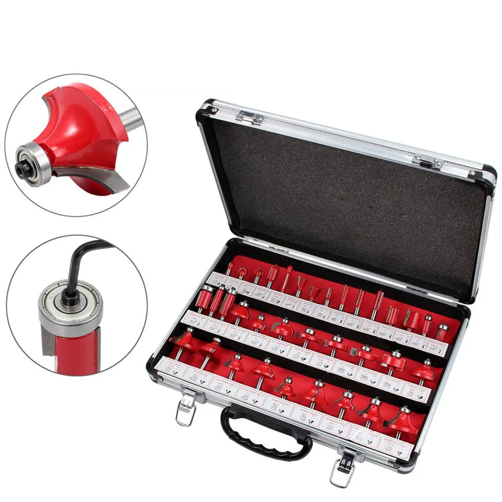 Cutter head 6 Mm Shank 35 Pcs Router Bits Set Professional Woodworking Tungsten Carbide End Mill With Metal Box
