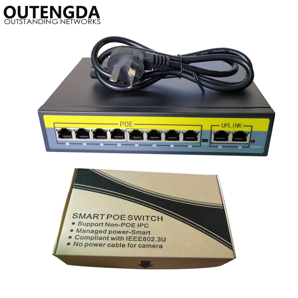 Стандартный коммутатор IEEE802.3af 8 poe 9 портов rj45 48 В для беспроводной ip-камеры AP/poe и т.