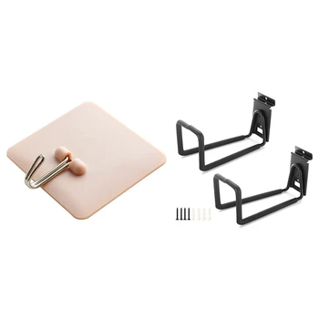 

Plain Square Nail-Free Strong Viscose Hook with Hose Hooks, Heavy Duty Garage Storage Utility Tool (2 Pack, Black)