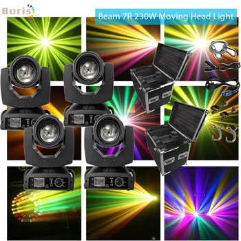 

No Tax 4x with 2 dual flight cases sharpy beam 230 7r light beam moving head light professional dj 16 prism with powcorn in out