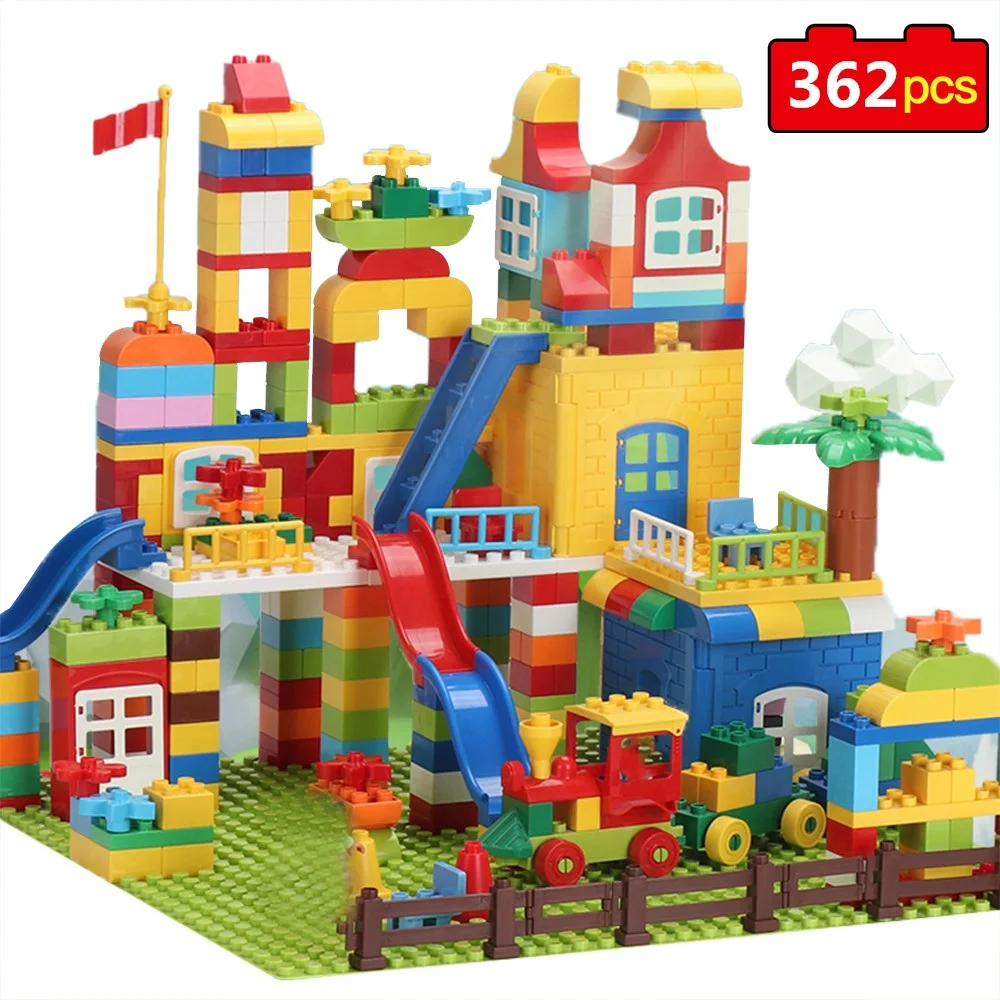 

362PCS Marble Race Run Block Big Size Compatible Duploed Building Blocks Creative DIY Funnel Slide Blocks Toys For Children Gift