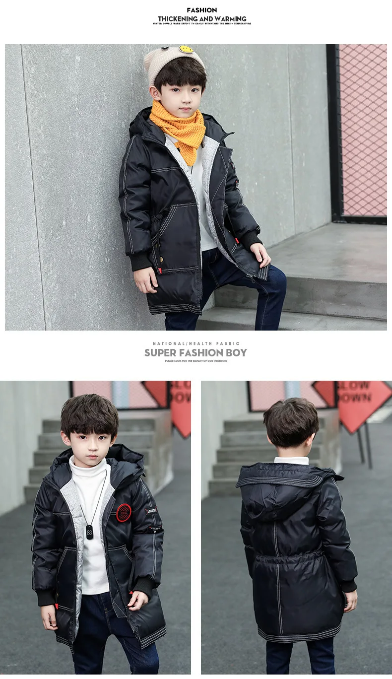 Winter Thicken Windproof Warm Coat for Boys Children Outerwear Kids Clothes Boys Jackets Plus Thick for 4-15 Years Teenager