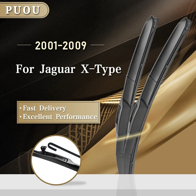 PUOU Windscreen Wiper Blades for Jaguar X Type Fit Hook Arms 2001 2002