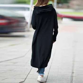 

Winter Irregular Hem Hooded Jackets Women Long Sleeve Zipper Drawstring Plus Size Coat 2019 Autumn Lady Black