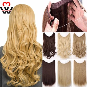 

MANWEI of wig women long curly Fish Line hair big wave invisible seamless hair bundle fluffy natural wig piece Headwear