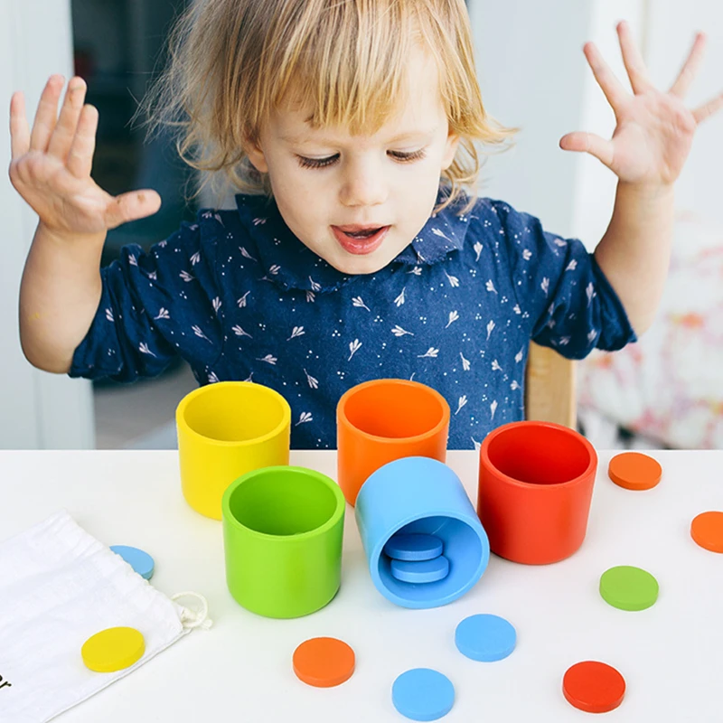

Montessori Color Classification and Matching Cup Kids Early Educational Toy for Children Baby Wooden Toys Desk Game