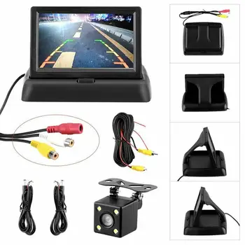 

Car Rear View Kit 4.3"Lcd Monitor Night Vision Reverse Parking Backup Camera 4.3-Inch Foldable Rear-View Camera Screen