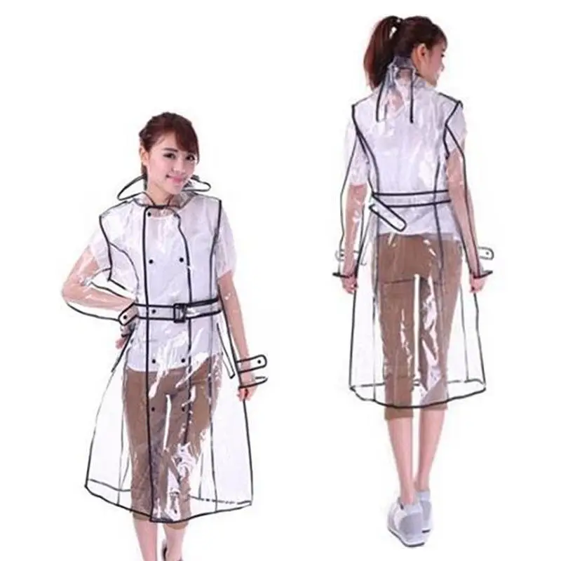 Модный женский прозрачный винил плащ для подиума стиль прозрачный дождевик