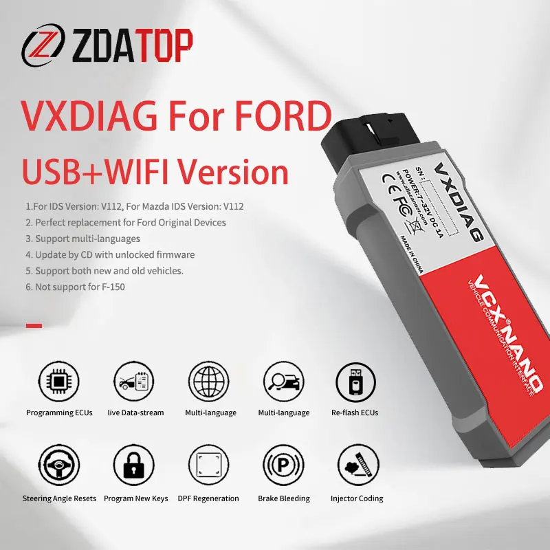 Автомобильный диагностический сканер VXDIAG VCX NANO obd2 WIFI/USB для ford IDS V117 Mazda 2 в 1