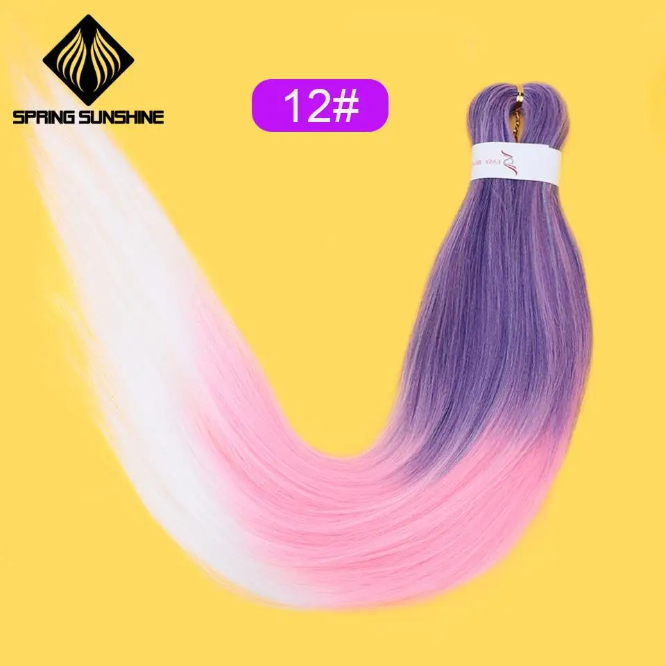 Длинные предварительно растянутые волосы EZ, легко косички, огромные косички, Омбре, косички волос, синтетические волосы кроше для наращивания, низкотемпературное волокно - Цвет: #144