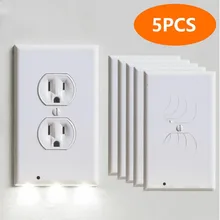 5 шт. светодиодный настенный светильник на выходе накладка-чехол с светодиодный ночной Светильник s, безопасность, светильник Сенсор штекер накладка розетка переключатель крышки для прихожей