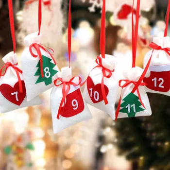

31pcs Fabric Christmas Countdown Advent Calendar Candy Bags Hanging New Year Gift Christmas Party Decoration 11x16cm 2020