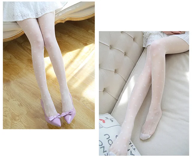 New Sexy Women Tights Black Lolita Tights For Girl  Nylon White Women Pantyhose Stockings  Sweet Female Silk Stocking Collant white Bow