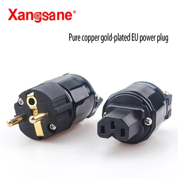

Xangsane hi-fi 1 set 24K Gold-Plated Power Plug EU version power plug red copper Gold-Plated power plug