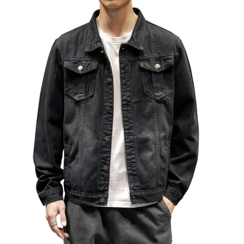 

Men's jacket new casual street windproof black denim jacket large size jacket teen student tide brand high quality clothes