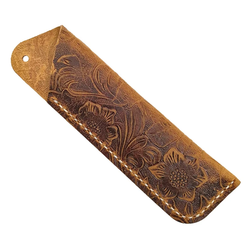 

Handmade Leather Double Pen Case Holder for Ballpoint Pen Fountain Pen Sleeve Pen