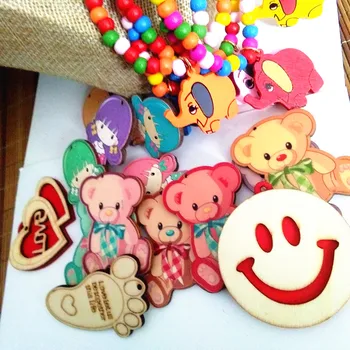 

New 70 cm Long Wooden Beads necklace Girl Bear Rainbow Gifts Kids Wood Necklace Children's Birthday Party Gifts Fashion Jewelry