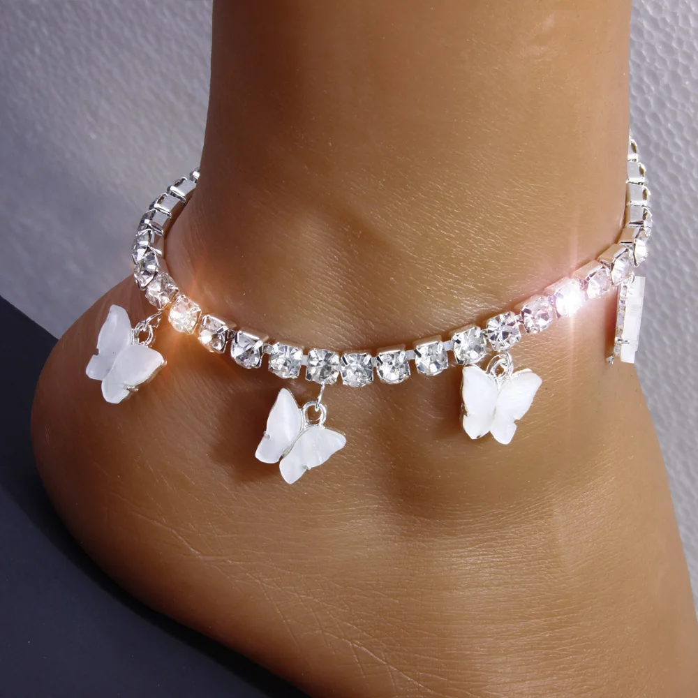 StoneFans Pink Rhinestone Crystal Ankle Bracelet Boho Beach Anklets for Women Sandals butterfly chain anklet Foot Jewelry StoneFans Pink Rhinestone Crystal Ankle Bracelet Boho Beach Anklets for Women Sandals butterfly chain anklet Foot Jewelry