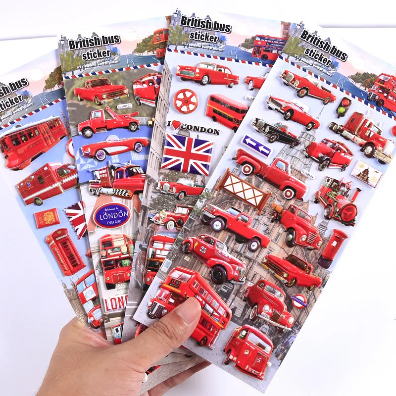 32 pcs/lot British Transport Bus 3D Decorative Stickers Scrapbooking Stick Label Diary Stationery Album | Канцтовары для офиса и