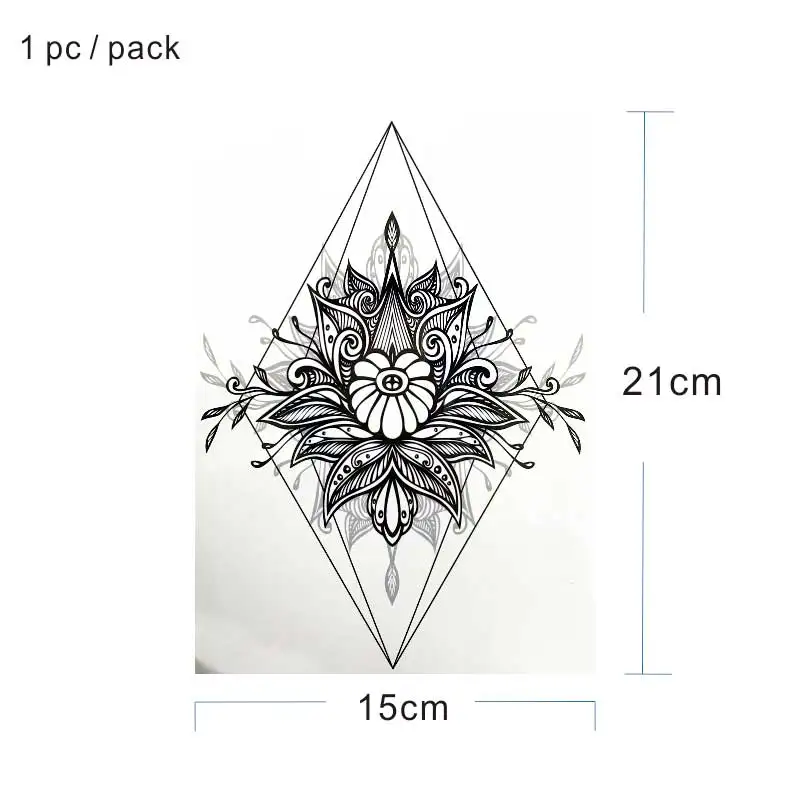 ROT02 ROT18 1 PIECE Back or Sternum Body Classic Henna Lotus Flower Waterproof Temporary Tattoo Body Art - Цвет: ROT02