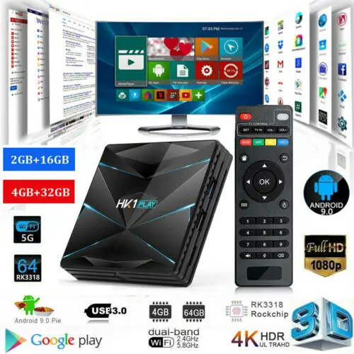 HK1 Супер 3D Smart tv Box Android 9 0 BOX RK3318 4 + 32G четырехъядерный двойной WiFi 4K медиаплеер |