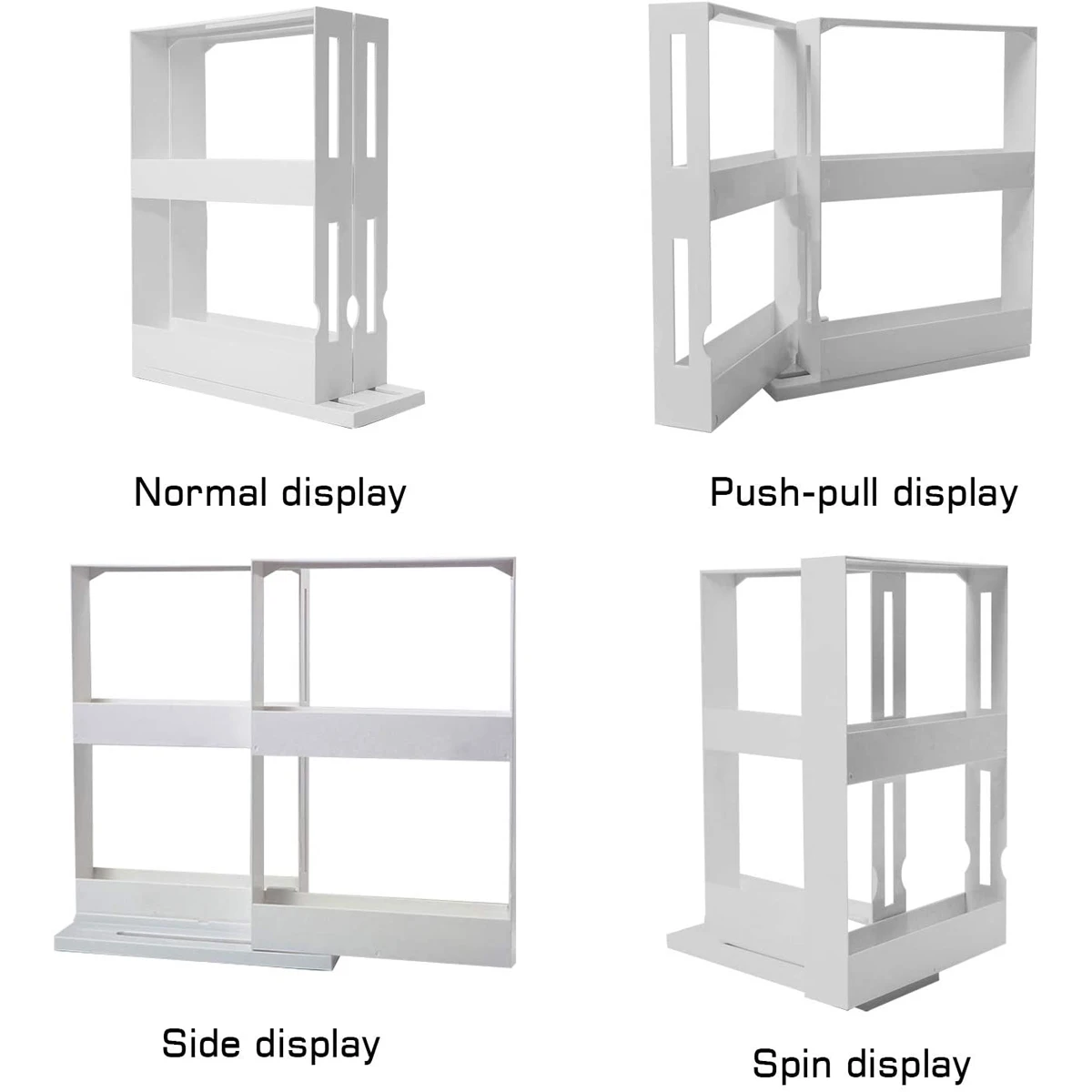 Cabinet Caddy (White | Pull-and-Rotate Spice Rack Organizer | 2  Double-Decker Shelves | Modular Design | Non-Skid Base | Stores  Prescriptions