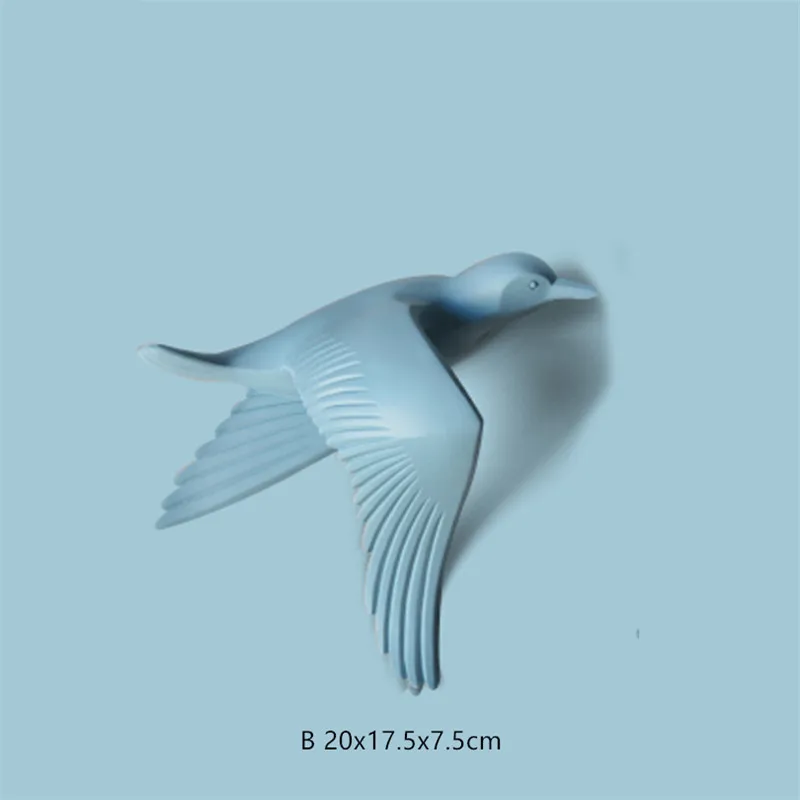 Европейский Креативный резиновый Настенный 3D орнамент в виде чайки, птицы, Настенная Наклейка для гостиной, телевизора, фоновое украшение, подвеска в виде животного - Цвет: Light blue B