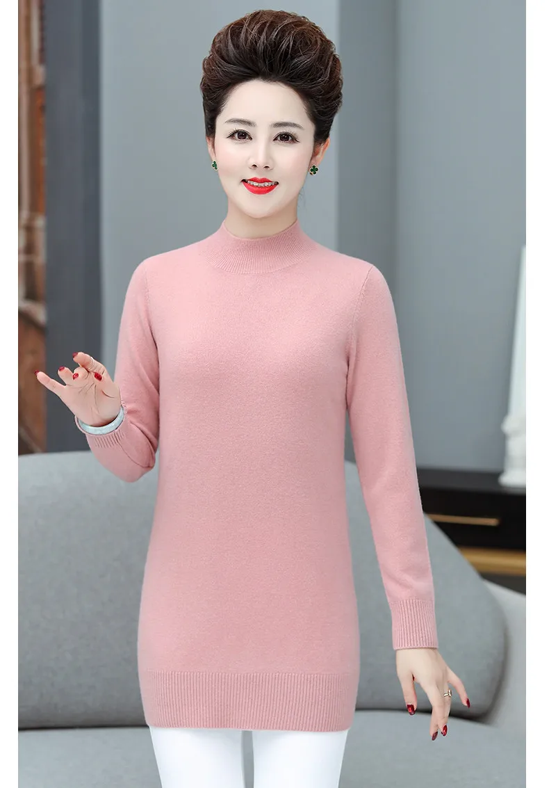 XJXKS winter new high-end wool women knitted dress loose plus size comfortable casual women turtleneck sweater