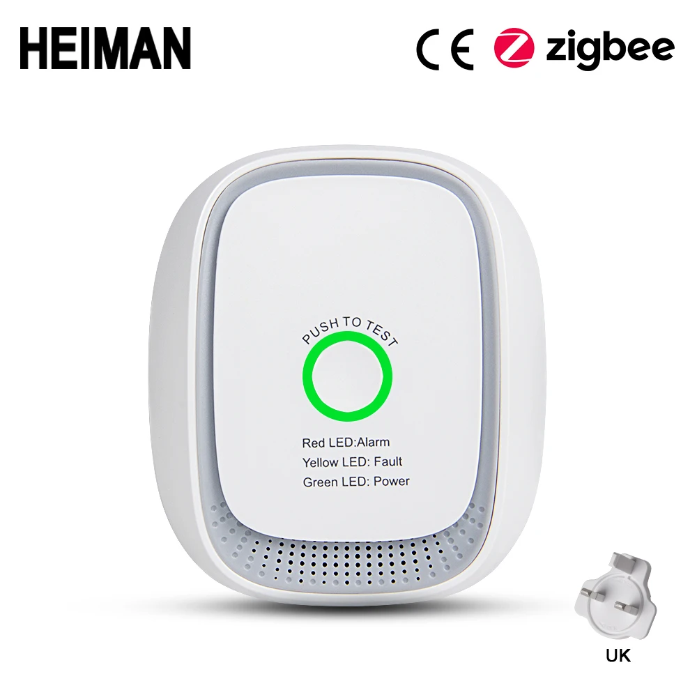 HEIMAN Zigbee Детектор утечки горючего газа пожарная охранная сигнализация Система безопасности умный дом датчик утечки сжиженного газа HA1.2 - Цвет: UK PLUG