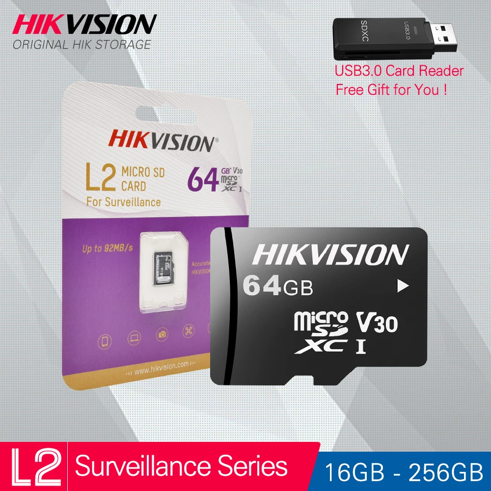 HIKVISION 100% Оригинальный Micro SD карты Class10 безопасности серии tf карта 16/32/64/128/256 ГБ Макс