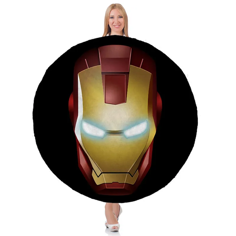

Marvel Superhero Logo Round Soft Warm Flannel Blanket Bed Sofa Use Office Home Outdoor Winter Airplane Travel Nap Wrap Blankets
