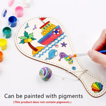 

NEW 2PCS Elastic racket racket Wood graffiti racket Children's Colour Painting DIY Sports Toys Creative Art Puzzle Toys