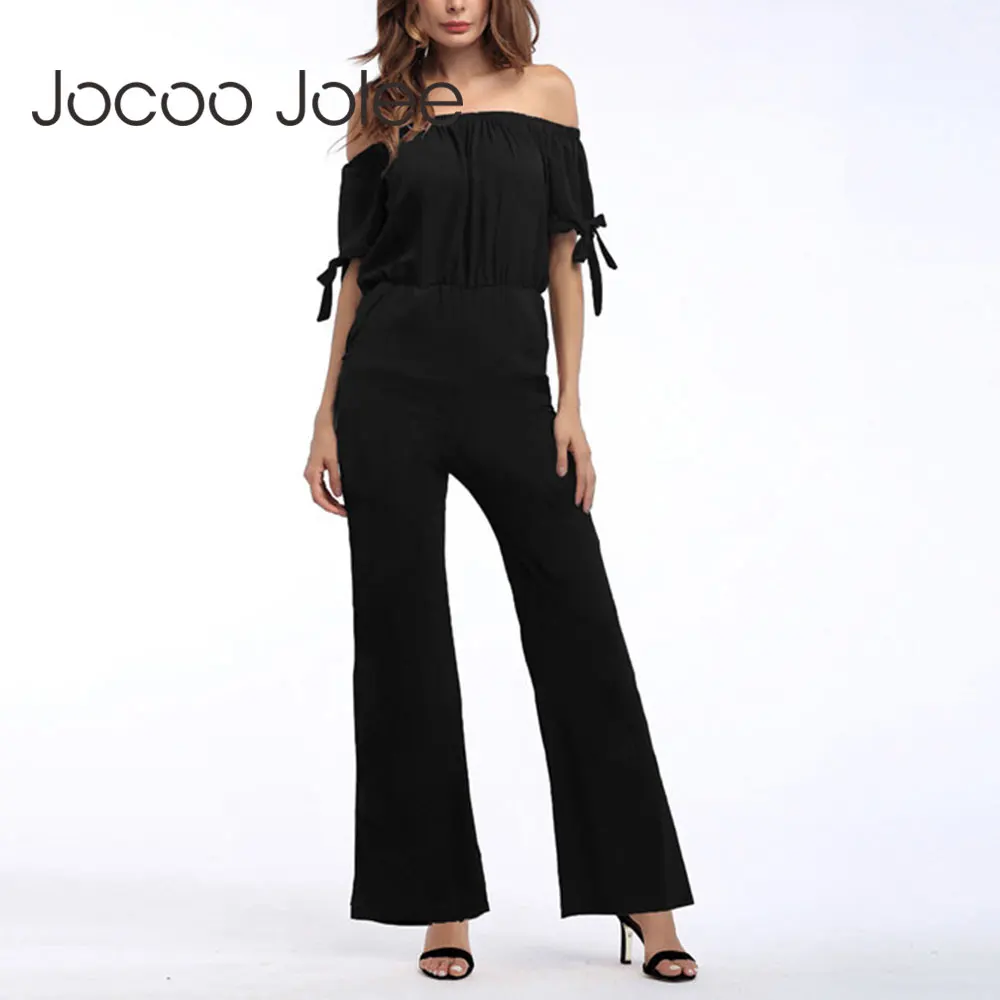 Комбинезон Jocoo Jolee женский шифоновый с коротким рукавом открытыми плечами и