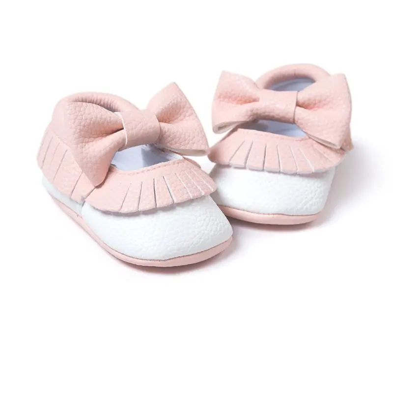 Bebe мокасины для новорожденных детей для маленьких детей с бахромой из искусственной кожи, сезон лето обувь с бантами, на мягкой подошве, детская кроватка, туфли, ползунки 13 - Цвет: WP