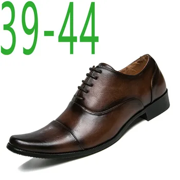 

Brand Leather Business Men Dress Shoes Lace-up Retro Genuine Leather Oxford Shoes for Men Hairdresser Shoes EU 39-44 Shoes