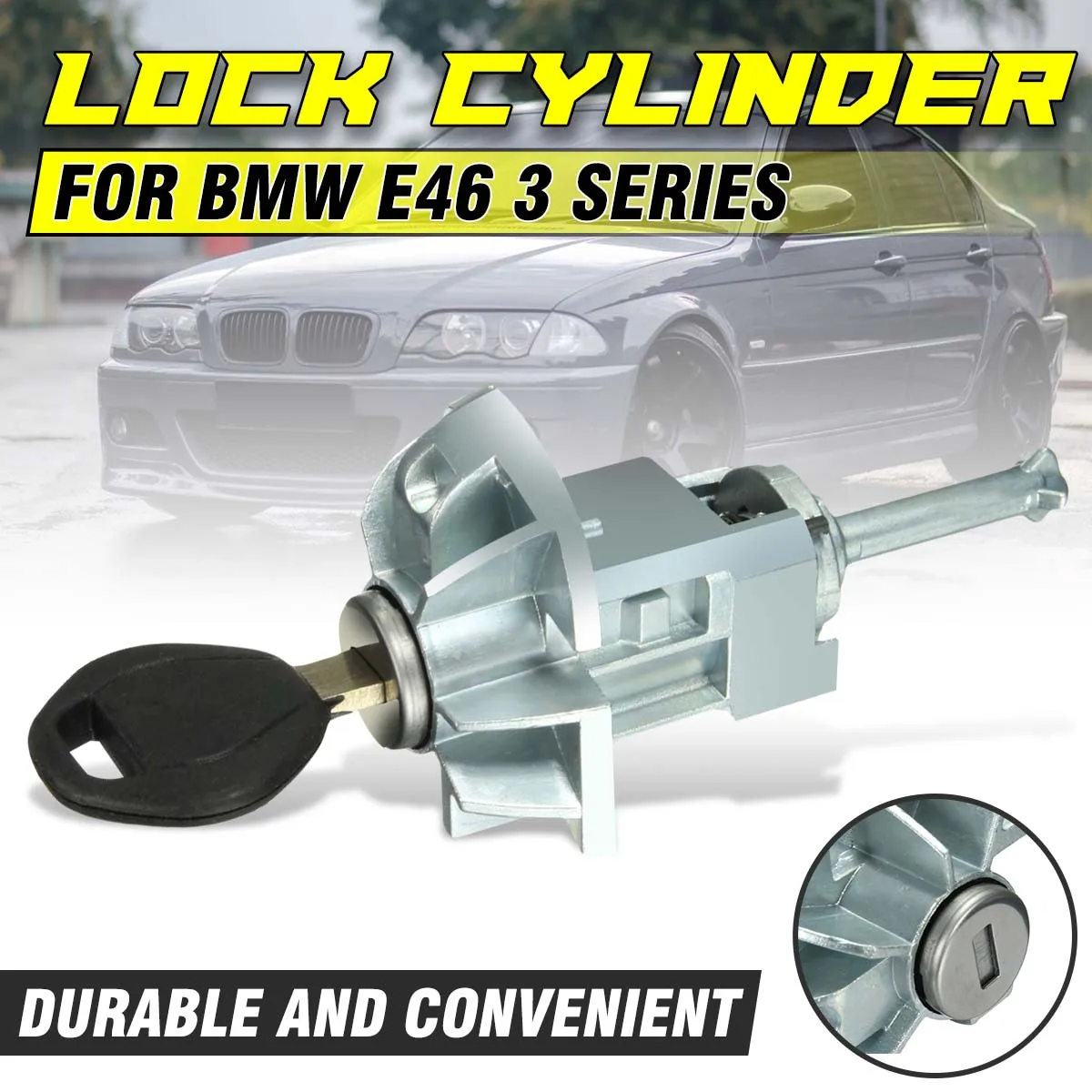 For BMW E46 3 Series Front Left Driver Door Lock Cylinder Barrel Assembly KeyLocks & Hardware