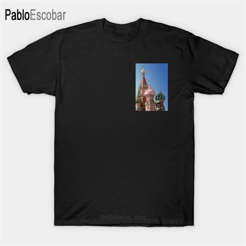Хлопковая футболка мужские брендовые футболки Saint Basil's Cathedral цифровая с