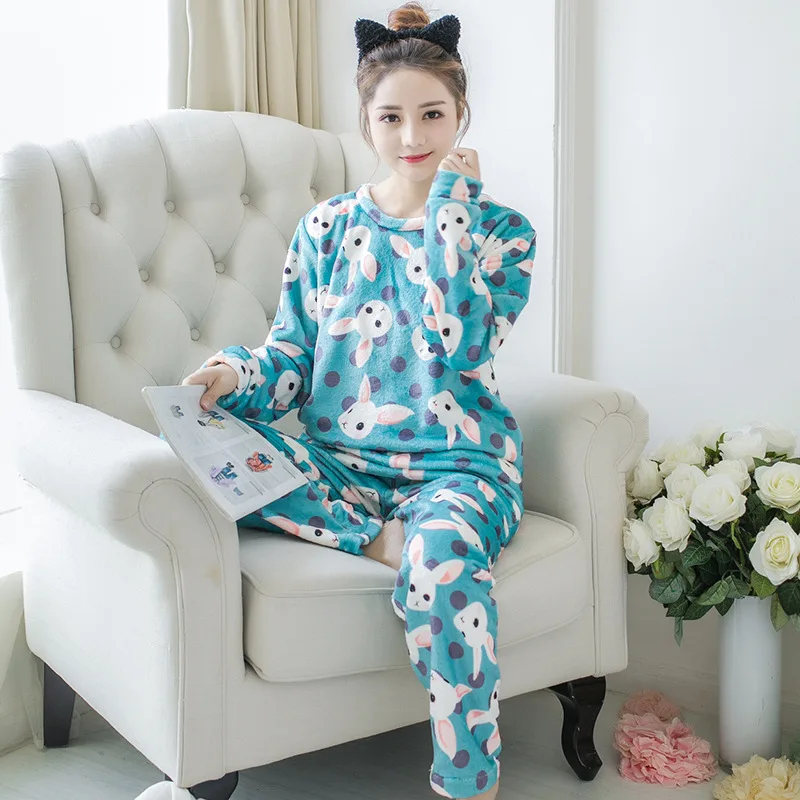 Осень зима 2019 женские пижамные комплекты одежда для сна с длинным рукавом
