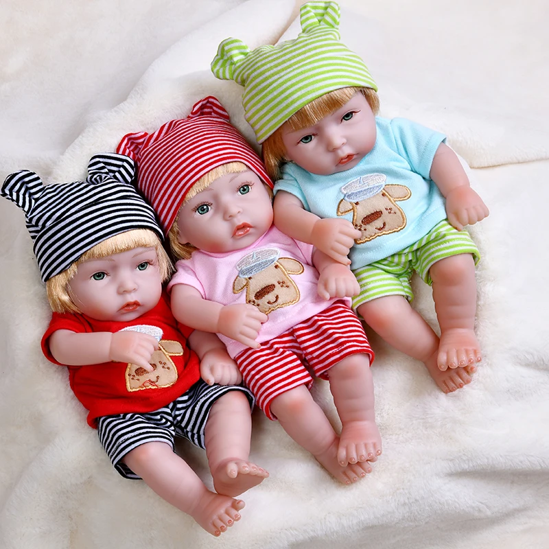 

30cm Mini Reborn Baby Dolls Full Silicone Bath Play Reborn Baby 3D Green Eyes Lifelike Alive Babies Girl Body Toys Gift for Kid