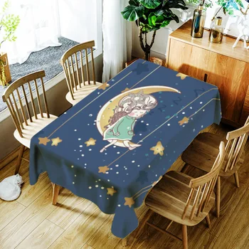 

Moon Girl Tablecloth Waterproof Decorative Washable Decorative Table Cover Rectangular Tapete Party Banquet Table Cover Dining