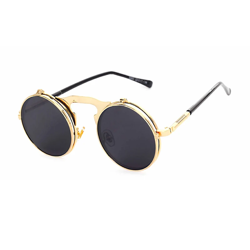 SO& EI Пара Ретро флип солнцезащитные очки для женщин Роскошные металлические панк брендовые дизайнерские необычный стиль флип мужские солнцезащитные очки Защита от солнца UV400 Gafas - Цвет линз: C1