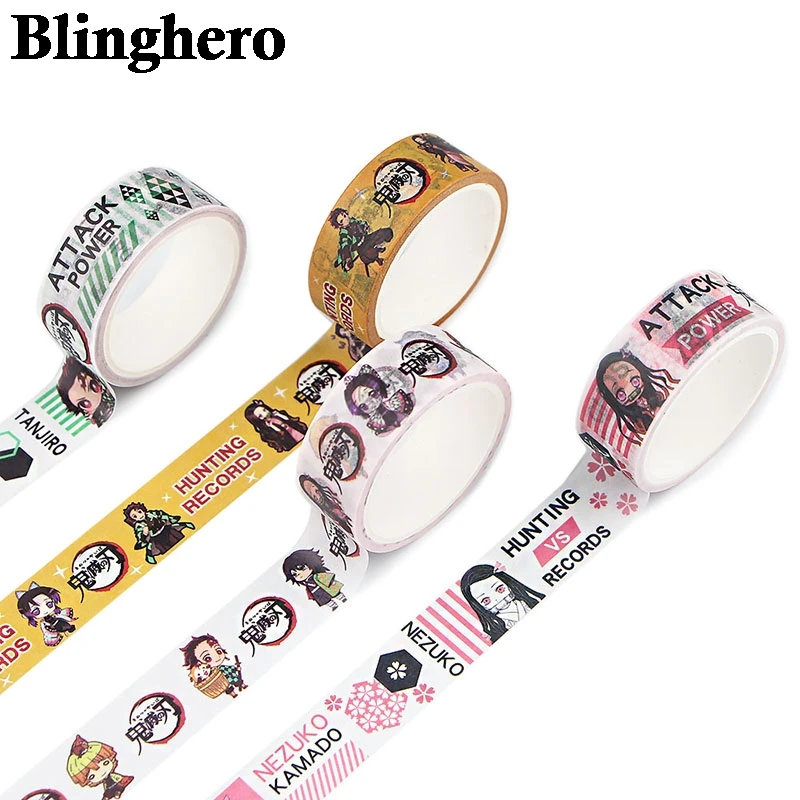 

CA1371 Demon Slayer Anime Style Washi Tape Diy Decoration Scrapbooking Planner Masking Tape Label Stickers Stationery