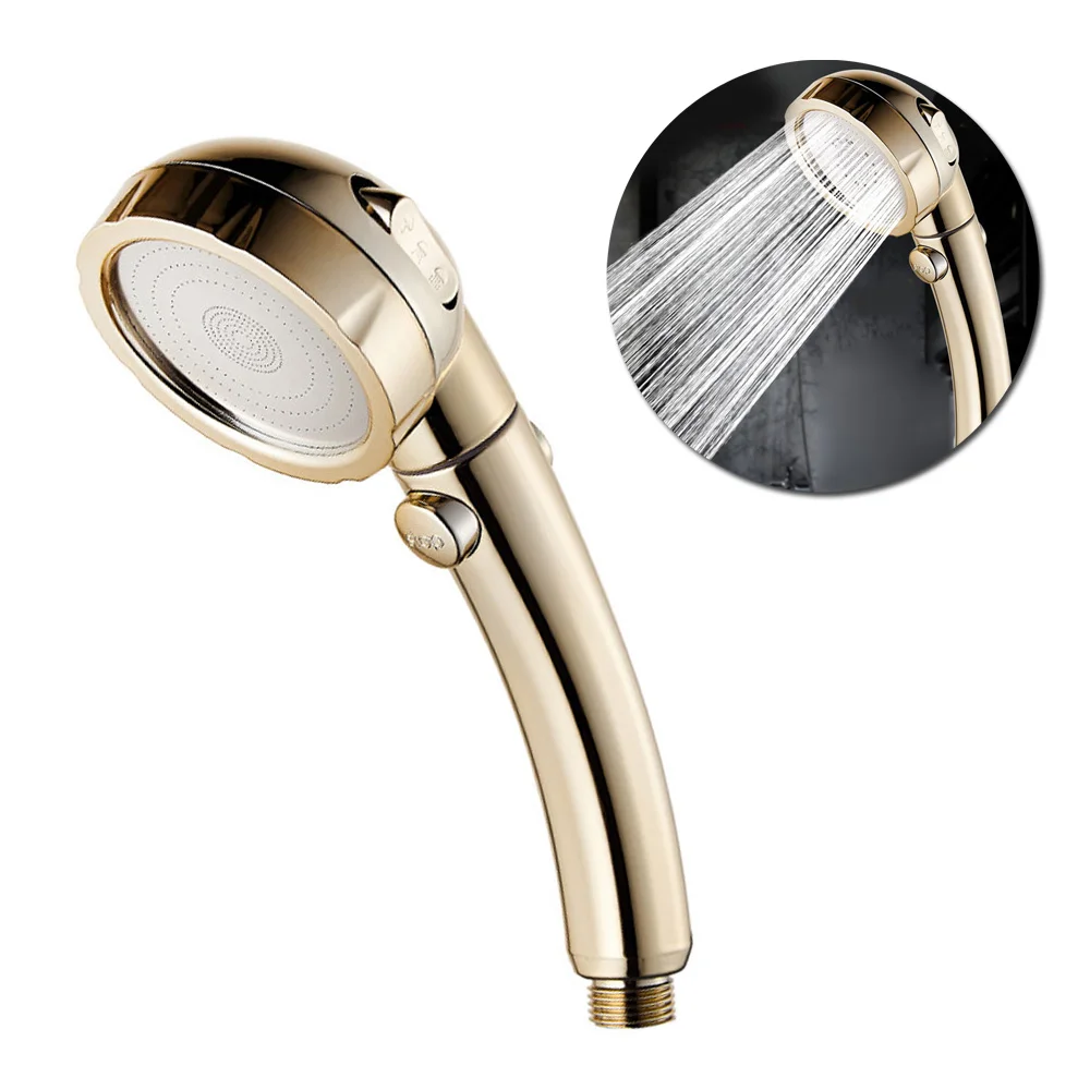 Shower Head 360 Degrees Rotating 3 Modes High Pressure Water Saving Gold Durable