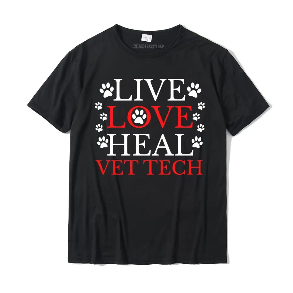 comfortable T-shirts 2021 Short Sleeve Print 100% Cotton Fabric O-Neck Adult Tops Shirts cosie Tee-Shirt April FOOL DAY Veterinary Technician Live Love Heal Vet Tech Long Sleeve T-Shirt__MZ16392 black