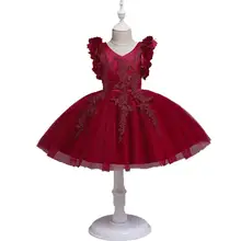Новинка г.; модные бальные Платья с цветочным рисунком для маленьких девочек; элегантная праздничная одежда принцессы с цветочным рисунком для детей; 6 шт/лот;