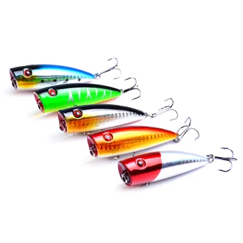 

50pcs 6.5cm 10g Popper Wobbler Fishing Lure With 6# hooks Floating Crankbait Artificial Bait Popper Pesca 3D Eyes