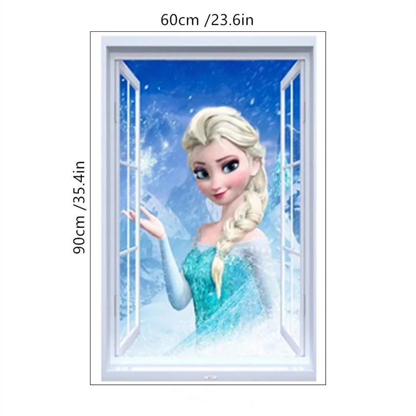 Креативные настенные художественные плакаты Принцесса Эльза Анна снеговик Олаф 3d Виниловые наклейки детская комната украшения девушки мультфильм обои 90*60 см - Цвет: B571