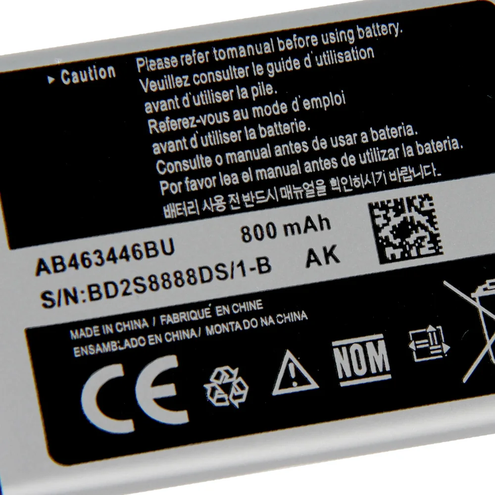 Оригинальная батарея SAMSUNG AB463446BU AB043446TU AB043446BE AB043446TC для Samsung B508 C160 C3300 C3520 C3011 D528 E900 F309